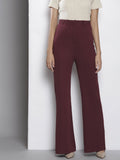 SASSAFRAS Women Burgundy Comfort Flared Easy Wash Bootcut Trousers