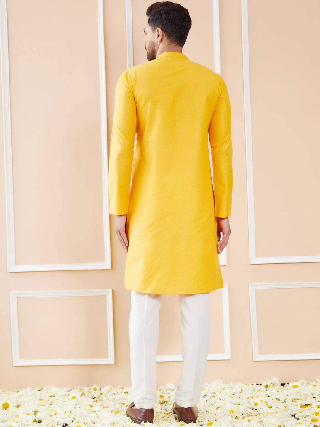 See Designs Mandarin Collar Long Sleeves Pure Cotton Straight Kurta