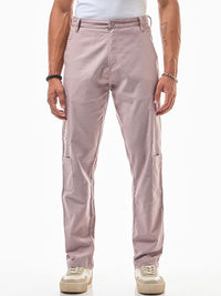 Bewakoof Men's Mauve Cargo Linen Pants