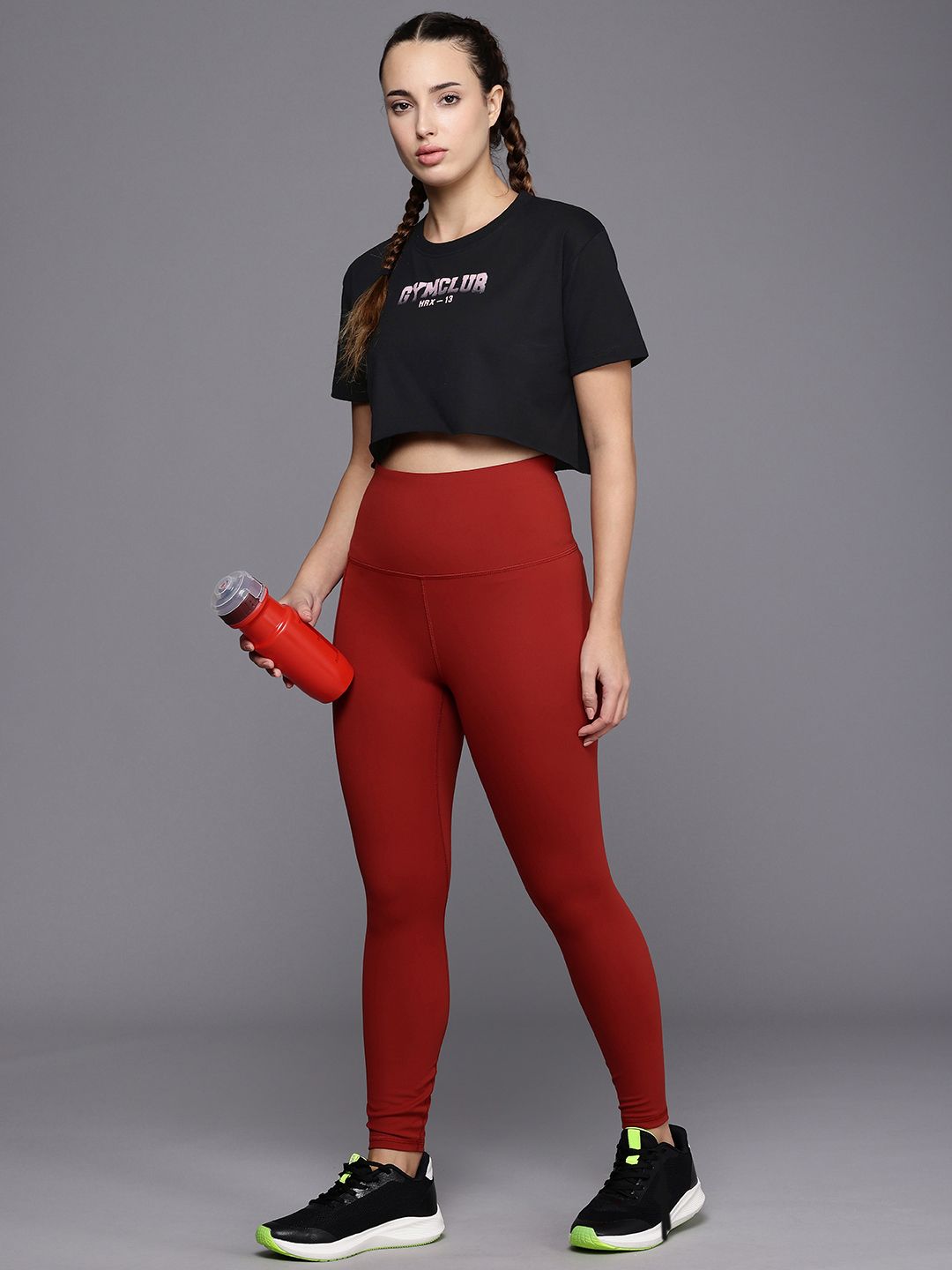 HRX by Hrithik Roshan IRONTRIBE Printed Drop-Shoulder Boxy Training Crop T-shirt