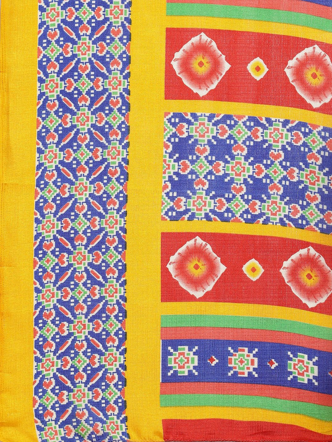 Saree mall Red & Off-White Dyed Effect Saree