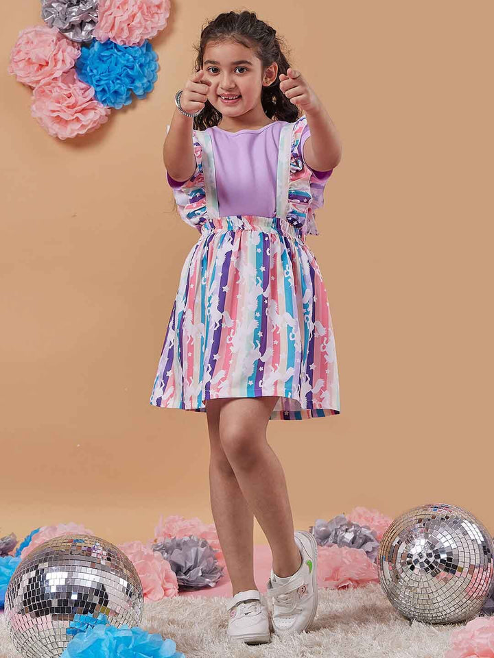 pspeaches Girls Abstract Printed T-shirt with Skirt