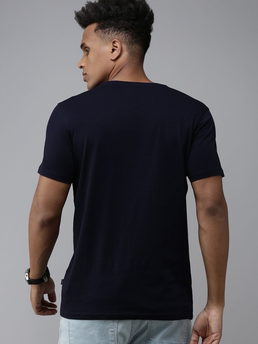 SPYKAR Typography Print Round Neck Knitted Pure Cotton Slim Fit T-shirt