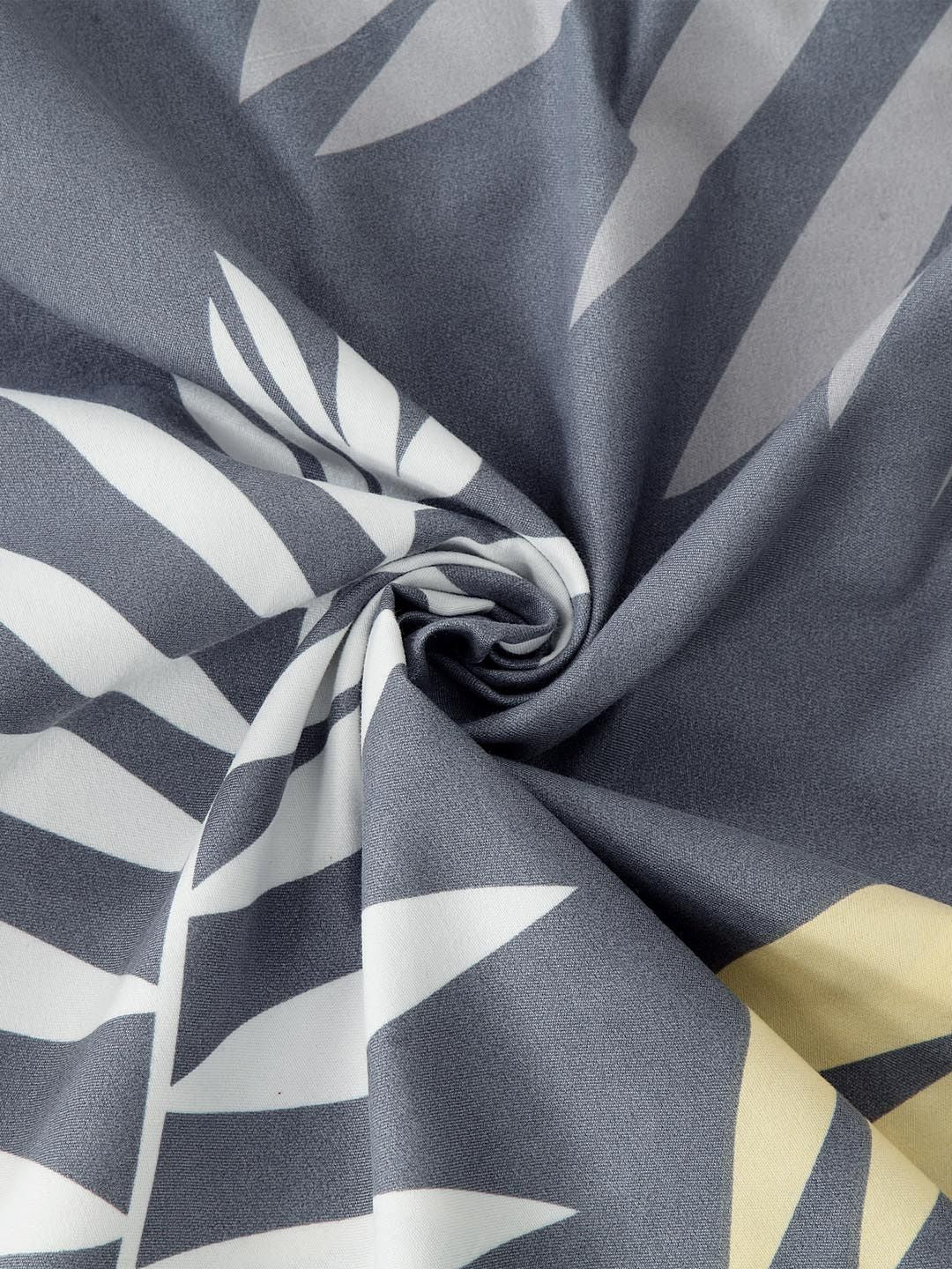 KLOTTHE Grey & Black Floral 300 TC Fitted Double King Bedsheet with 2 Pillow Covers