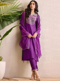 Indo Era Women Ethnic Motifs Yoke Design Regular Liva Kurta with Trousers & With Dupatta