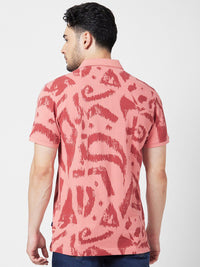 SPYKAR Abstract Printed Polo Collar Slim Fit Cotton Casual T-Shirt