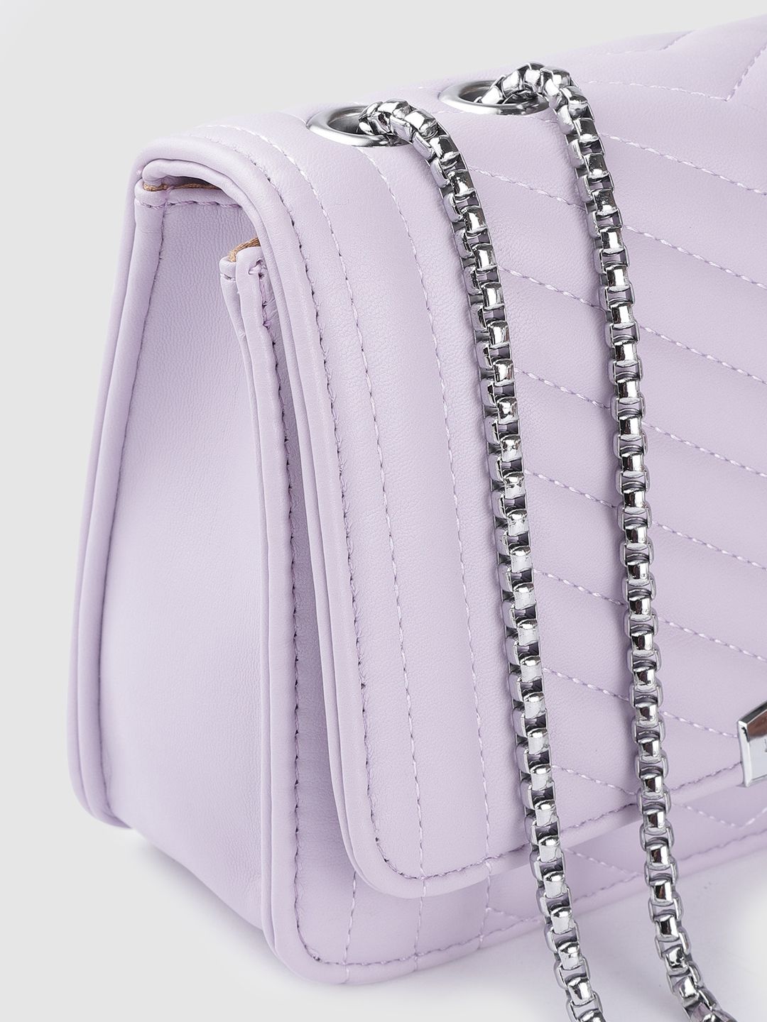 Lino Perros Women Lavender Quilted Structured Shoulder Bag