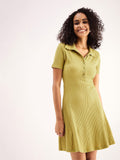 SASSAFRAS BASICS Shirt Collar Cotton Fit & Flare Dress