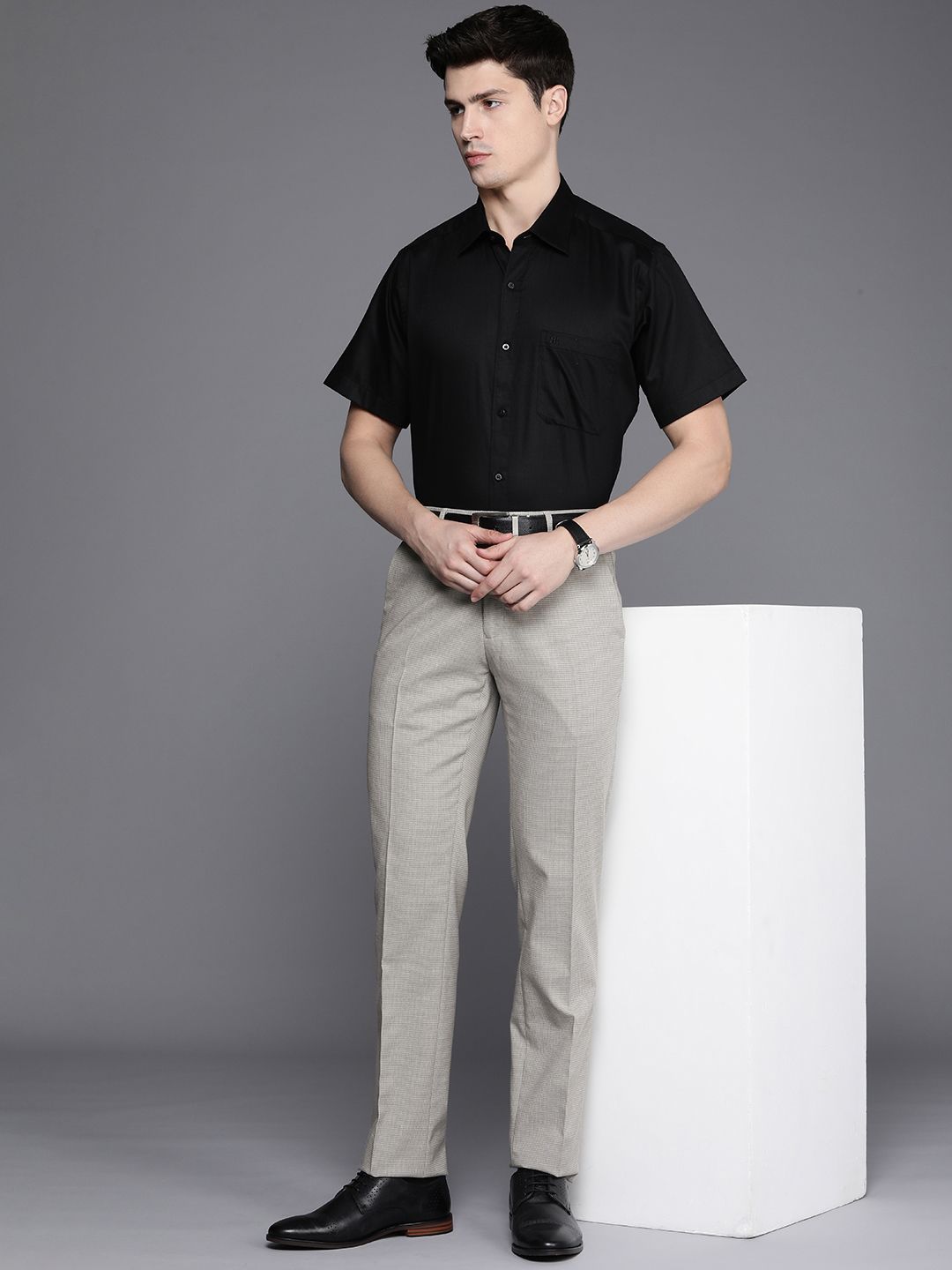 Raymond Men Checked Slim Fit Formal Trousers