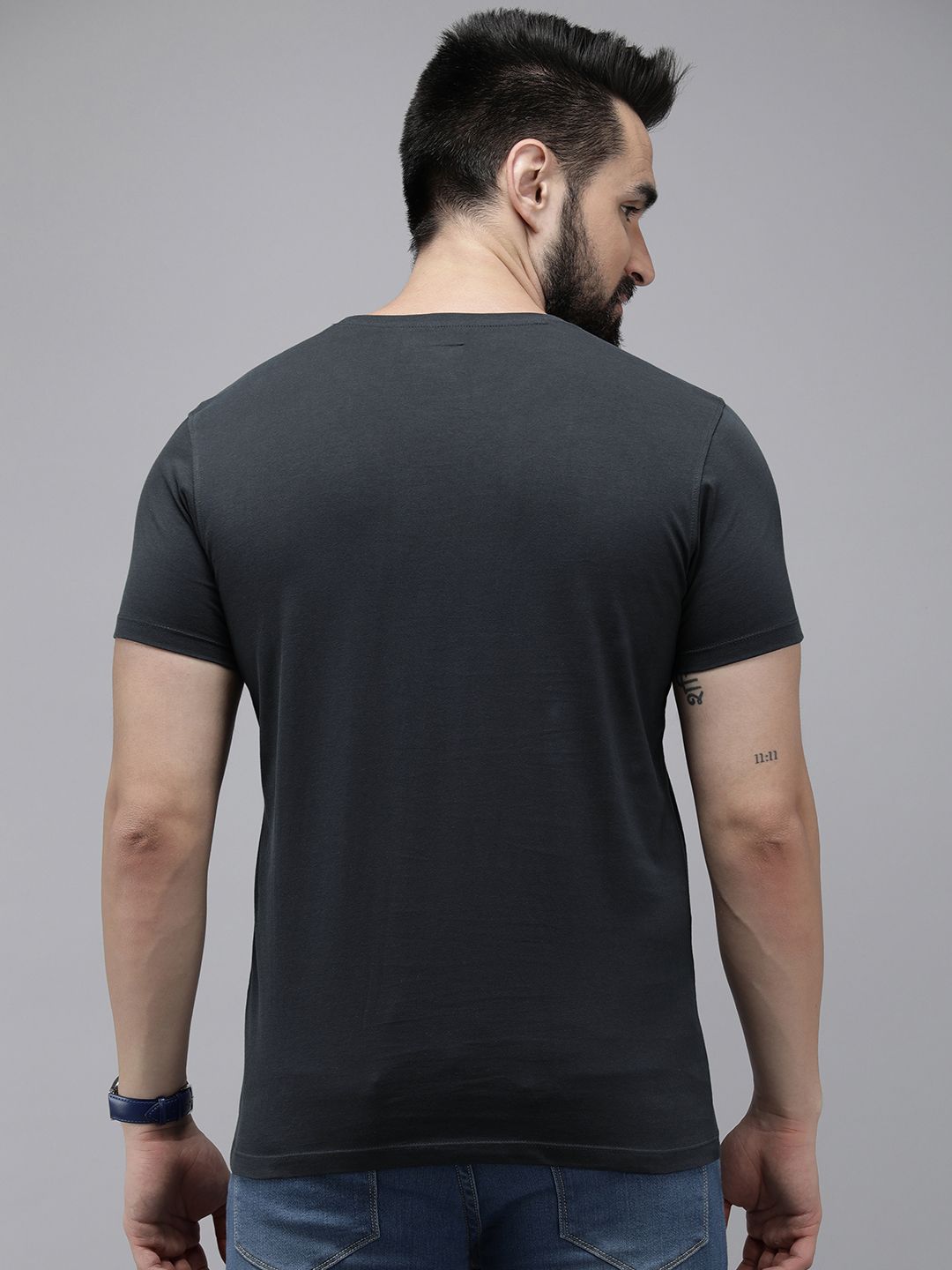 SPYKAR Typography Printed Pure Cotton Slim Fit T-shirt