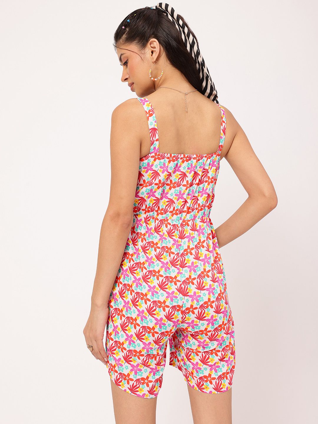 DressBerry Floral Frenzy Smocked Strappy Playsuit