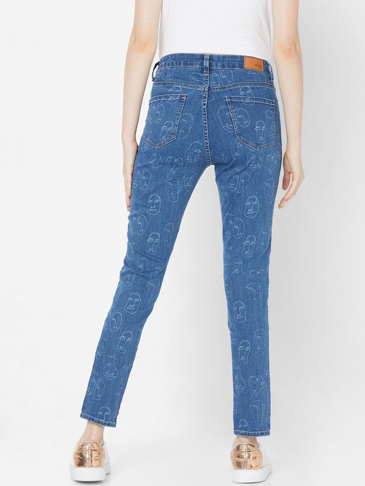 SPYKAR Women Blue Skinny Fit Low Distress Light Fade Jeans