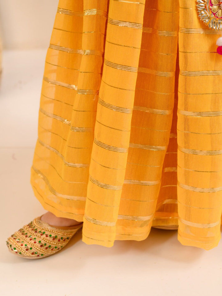 pspeaches Girls Printed Pure Cotton Kurta with Sharara