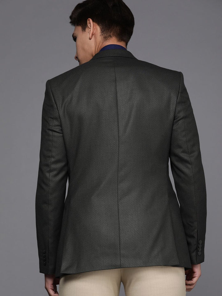 Raymond Men Dark Grey Notched Lapel Collar Slim-Fit Single-Breasted Formal Blazer