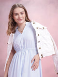 DressBerry Striped Tiered Midi A-Line Dress