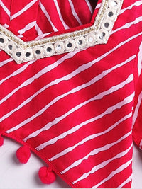 VASTRAMAY Infant Girls Leheriya Printed Ready to Wear Lehenga & Blouse With Dupatta