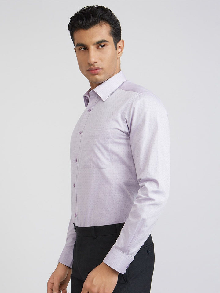 Raymond Men Purple Pure Cotton Self-Design Slim Fit Formal Shirt