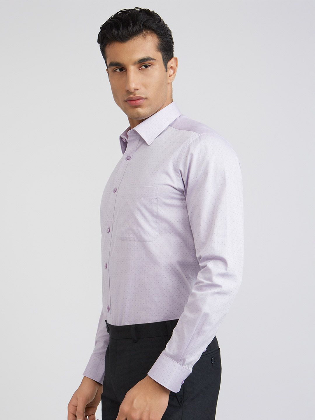 Raymond Men Purple Pure Cotton Self-Design Slim Fit Formal Shirt