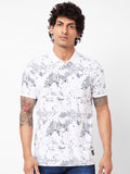 SPYKAR Abstract Printed Polo Collar Slim Fit T-shirt
