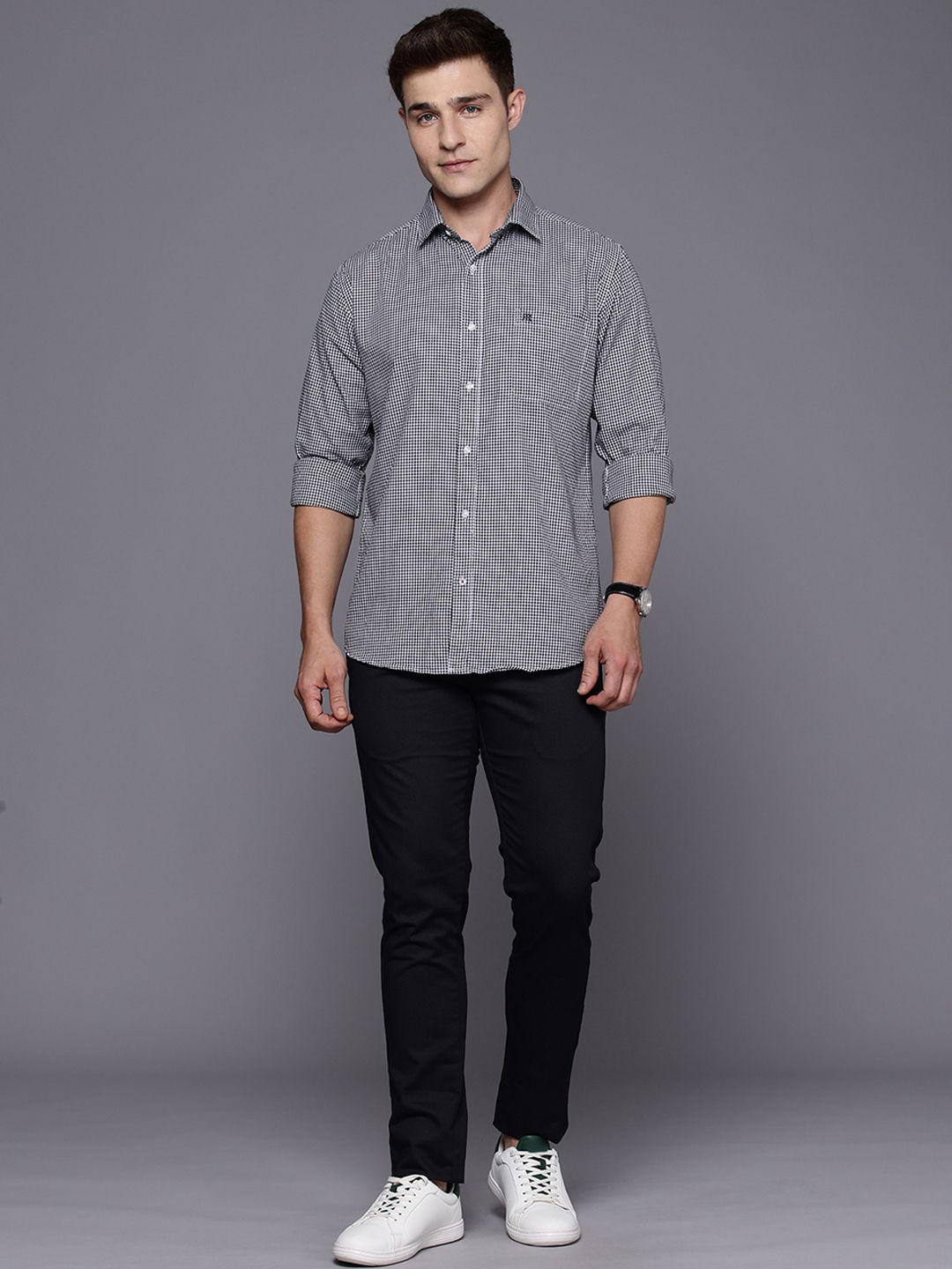 Raymond Pure Cotton Slim Fit Checked Casual Shirt
