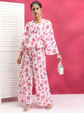 Vishudh Red & White Printed Pure Cotton Top With Trouser