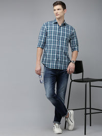 Park Avenue Men Slim Fit Tartan Checks Opaque Pure Cotton Casual Shirt
