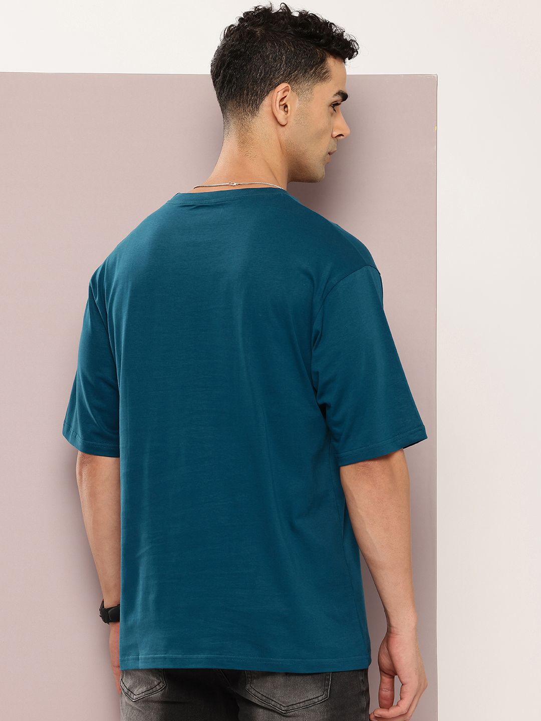 DILLINGER Men Printed Drop-Shoulder Sleeves Oversized Pure Cotton T-shirt