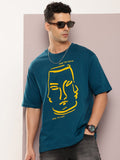 DILLINGER Men Printed Drop-Shoulder Sleeves Oversized Pure Cotton T-shirt