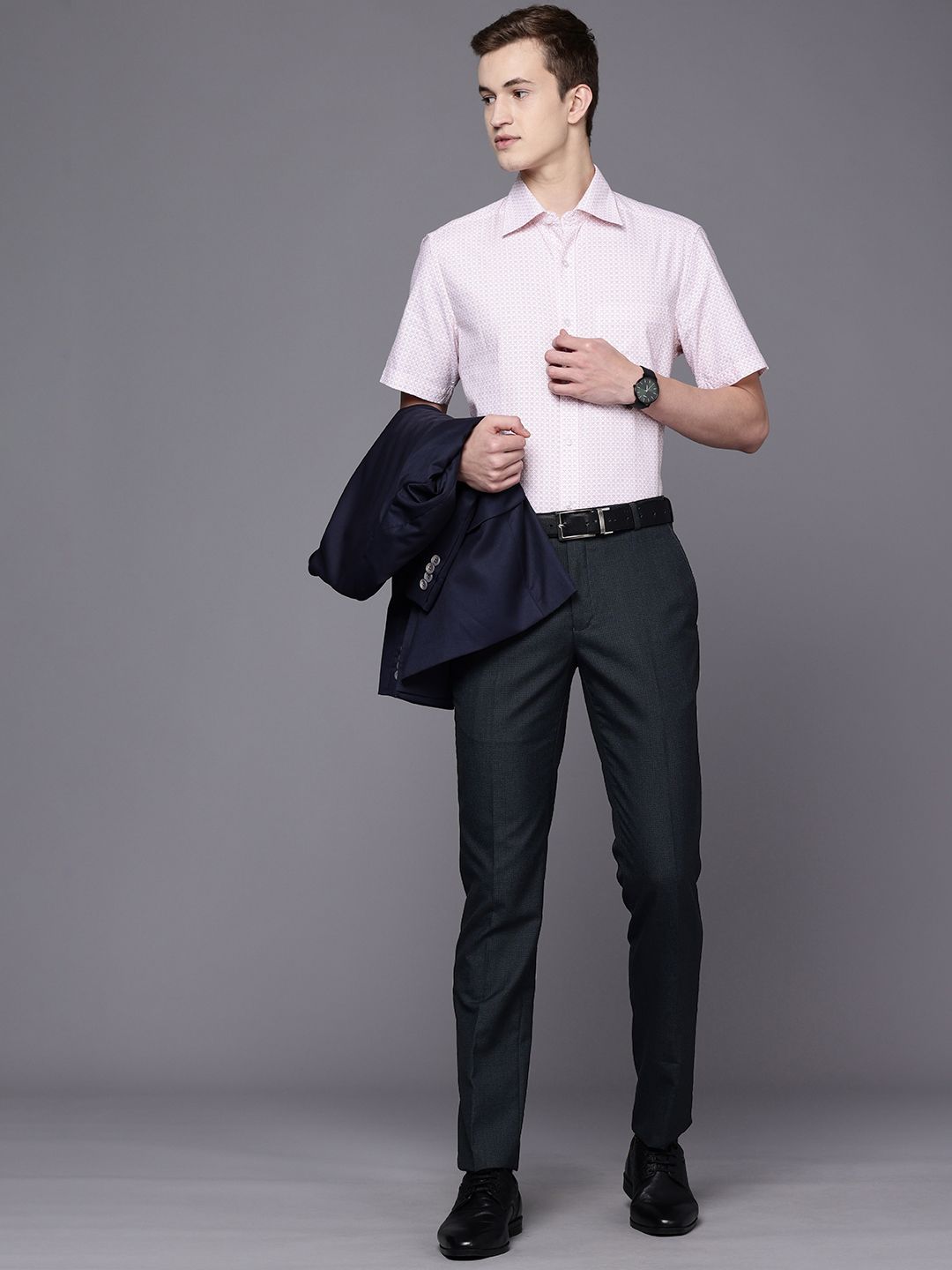 Raymond Men Textured Slim Fit Formal Trousers