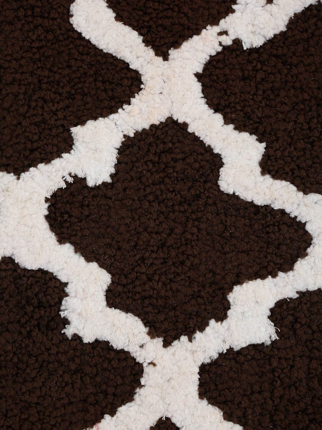 HOSTA HOMES Set Of 2 Coffee Brown & White Patterned Anti-Skid Doormats