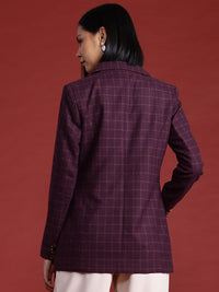 all about you Peak Lapel Checked Double-Breasted Blazer