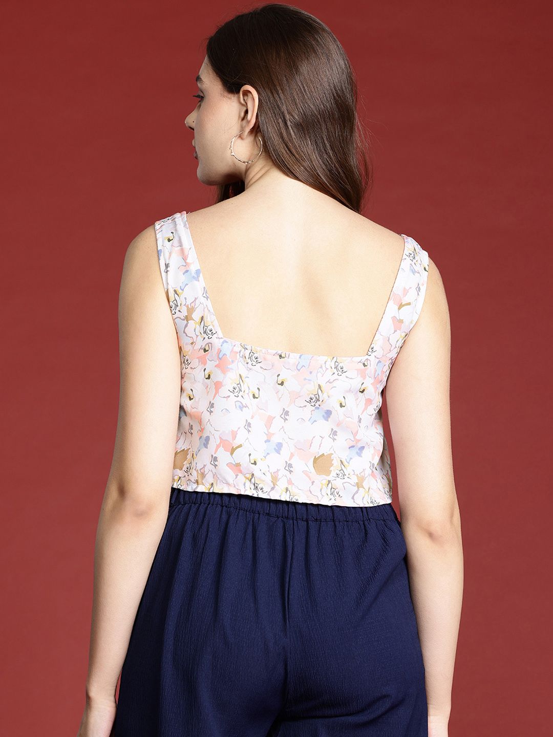 all about you Shoulder Straps Floral Print Crop Top