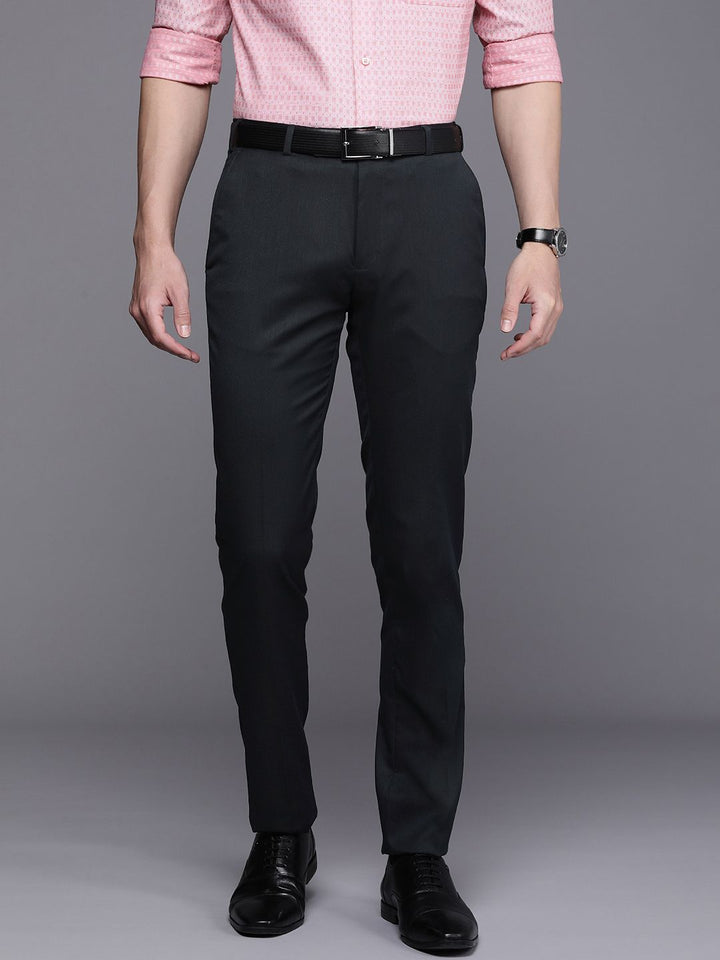 Raymond Men Self Design Textured Slim Fit Formal Trousers