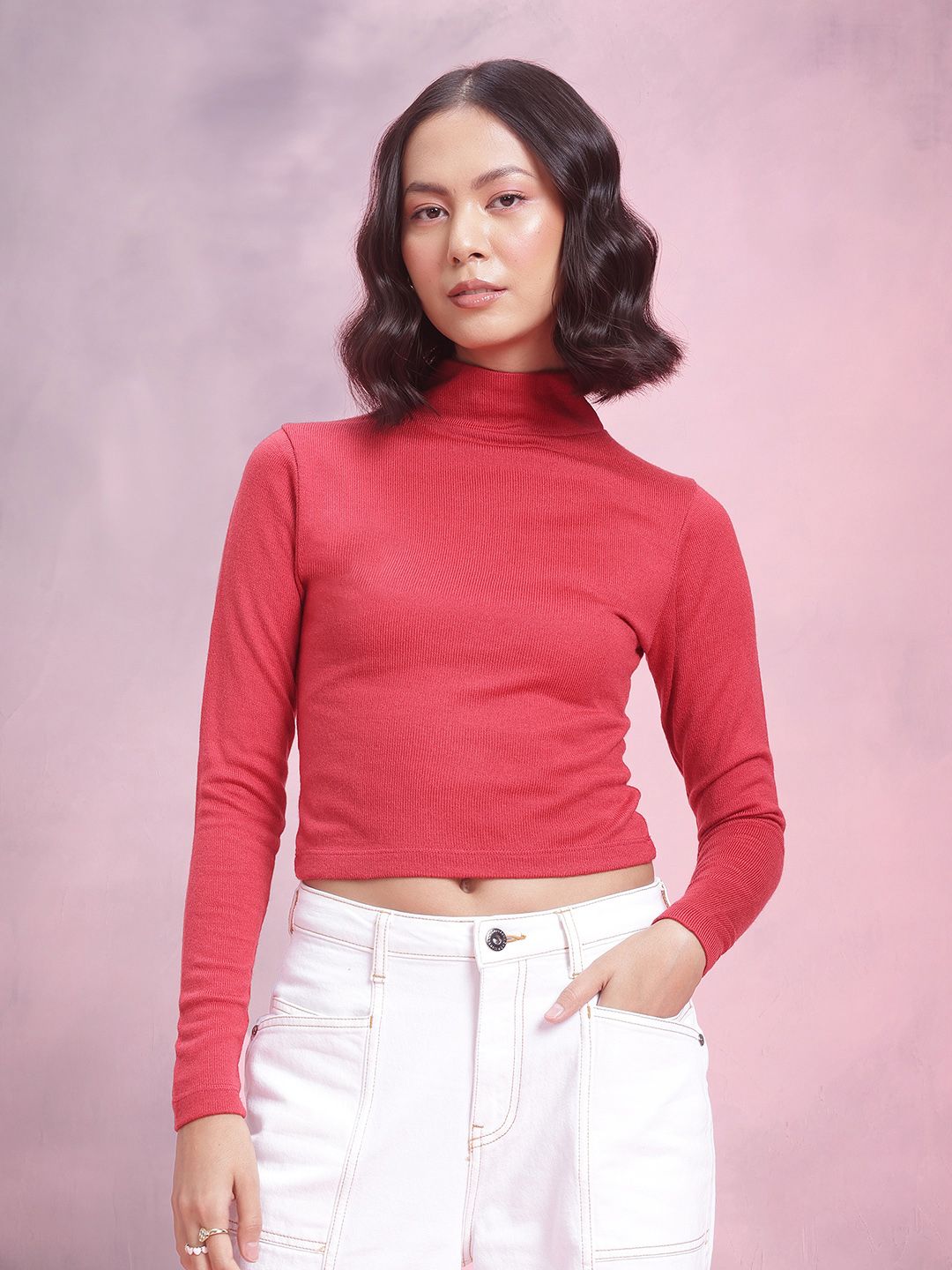 DressBerry High Neck Acrylic Top