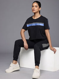 HRX by Hrithik Roshan Striped Drop-Shoulder Sleeves Lifestyle T-shirt