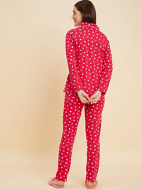 Sweet Dreams Pink & Beige Graphic Printed Pure Cotton Night suit