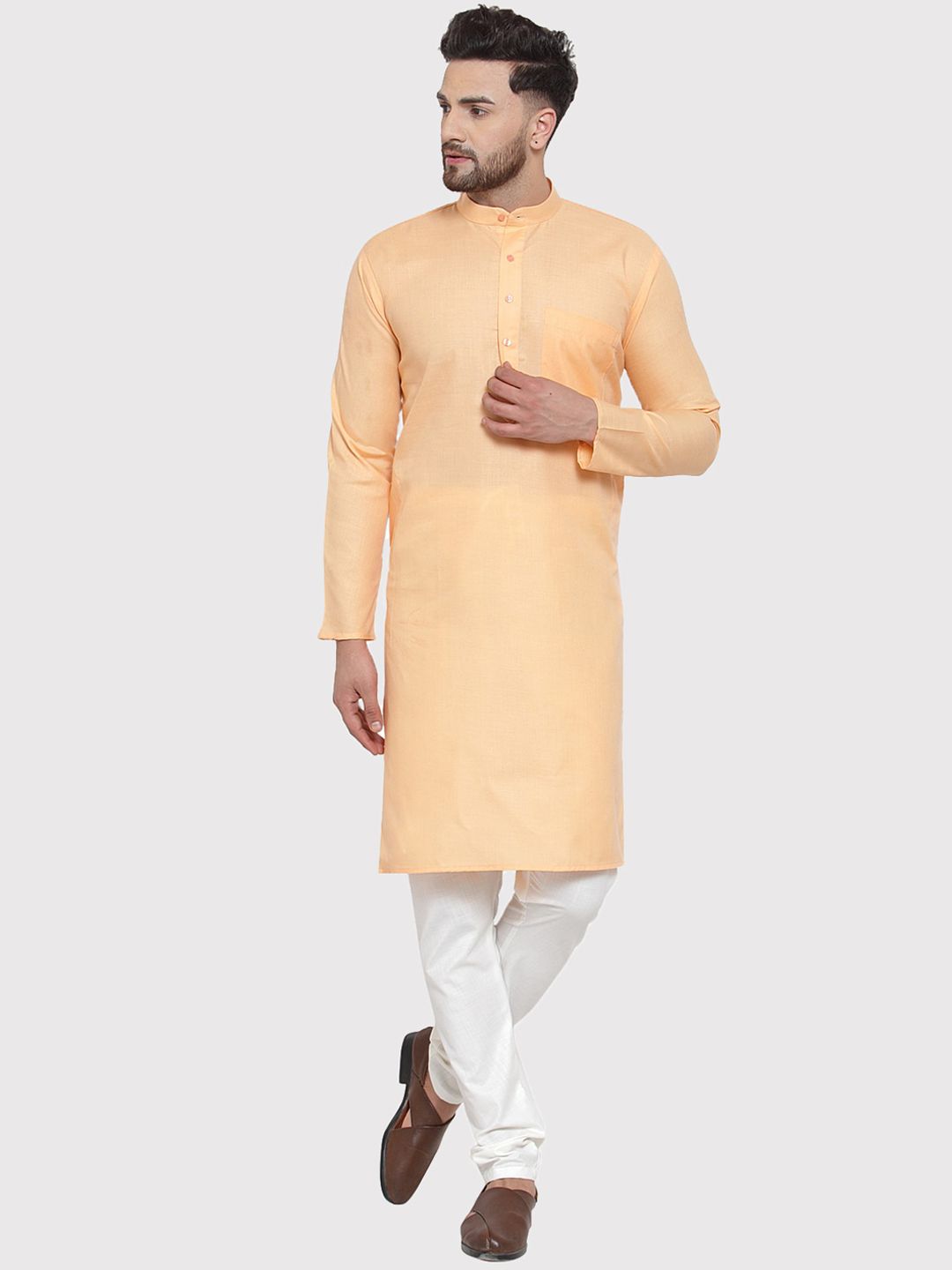 Jompers Men Orange Kurta with Churidar