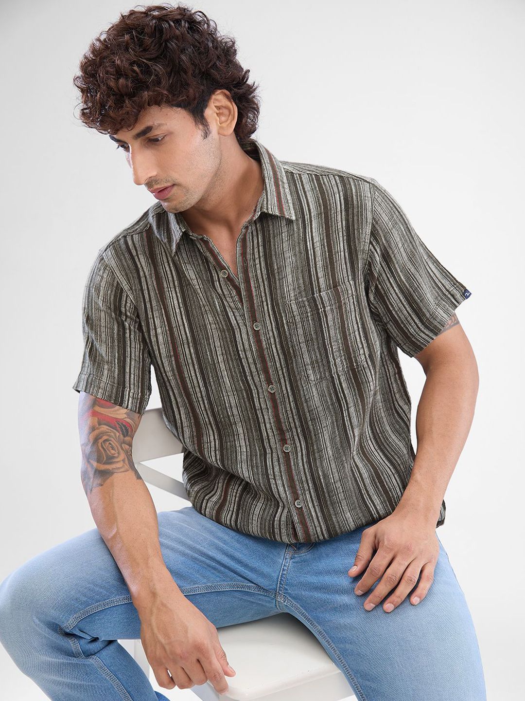 SPYKAR Men Slim Fit Striped Casual Shirt