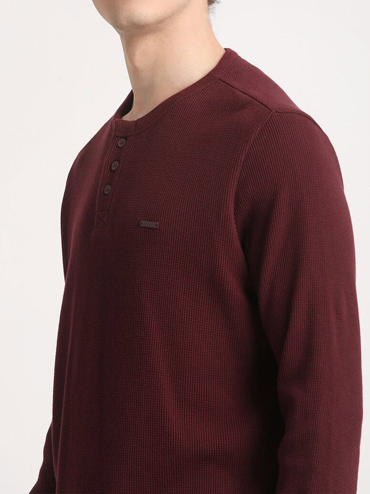 THE BEAR HOUSE Henley Neck Pure Cotton Slim Fit T-shirt