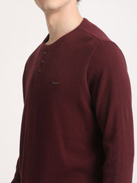 THE BEAR HOUSE Henley Neck Pure Cotton Slim Fit T-shirt