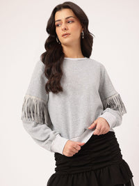 DressBerry Bohemian Beat Studded Fringed Sweatshirt