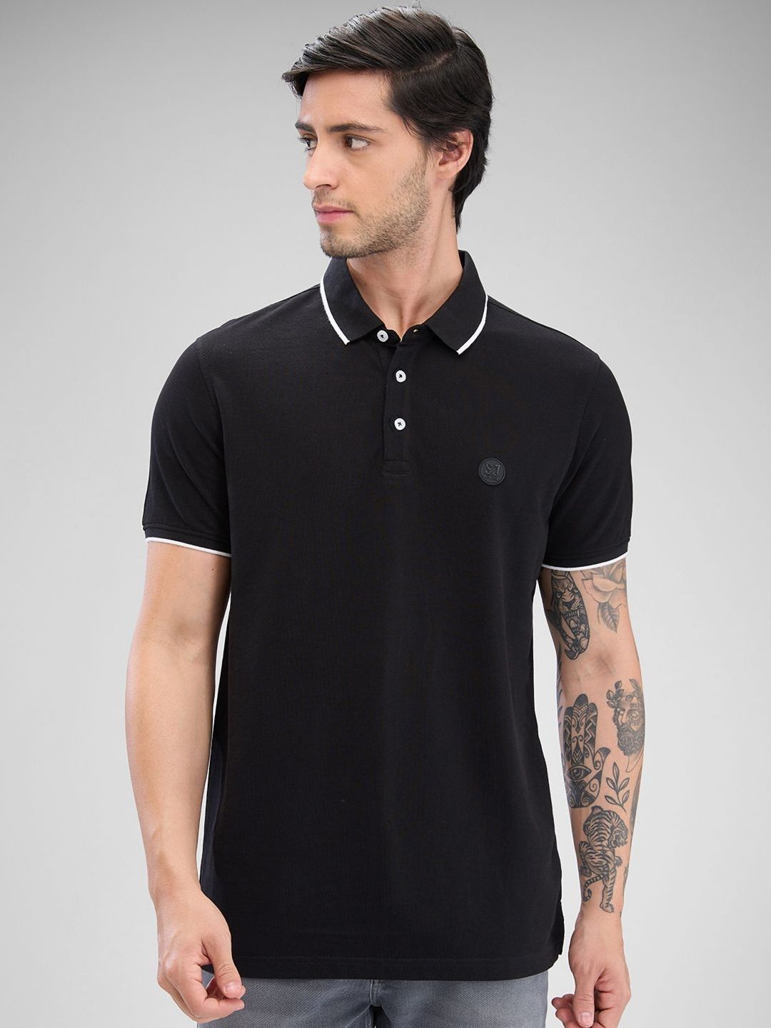 SPYKAR Men Polo Collar Solid Slim Fit T-shirt