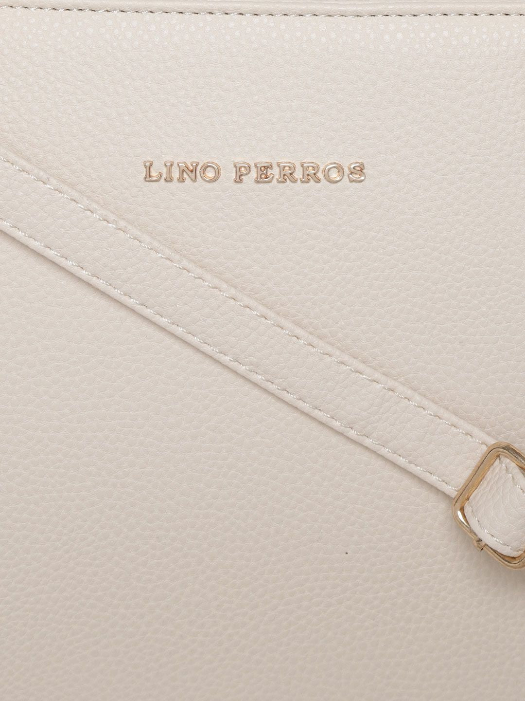 Lino Perros Off-White Solid Handheld Bag with Sling Strap