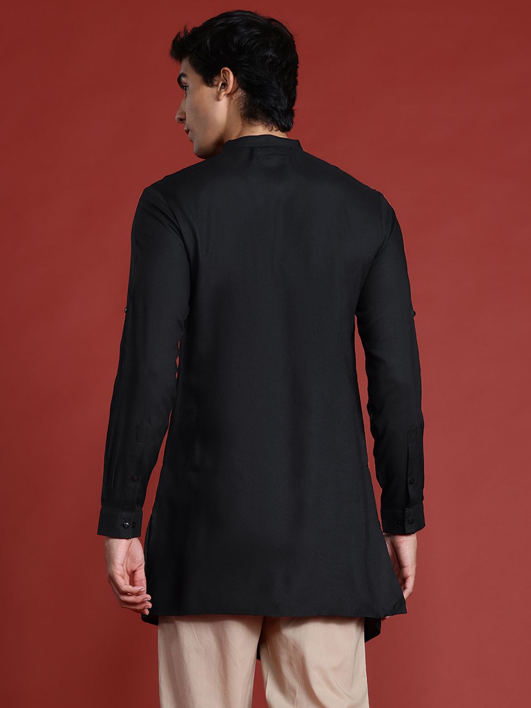 Anouk Asymmetric Roll-Up Sleeves Kurta