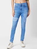 SPYKAR Women Slim Fit High-Rise Highly Distressed Heavy Fade Stretchable Jeans