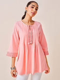 Global Desi Solid Embroidered Tunic