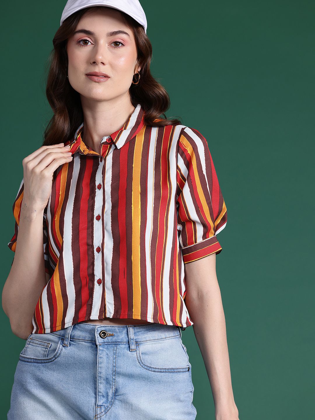 DressBerry Women Striped Casual Crop Shirt