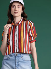 DressBerry Women Striped Casual Crop Shirt