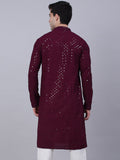 Jompers Men Ethnic Motifs Mirror Work Cotton Kurta