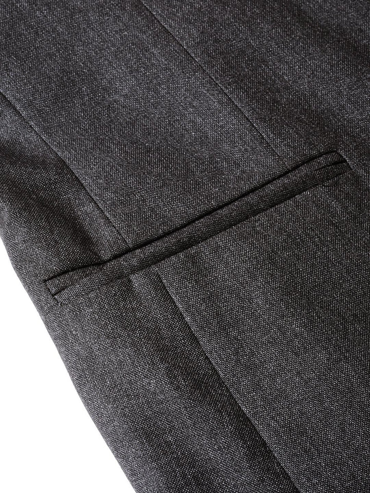 MANQ Men Charcoal Grey Slim Fit Solid Single Breasted Formal Blazer
